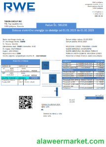 RWE electricity proof of address utility business bill,  SCR